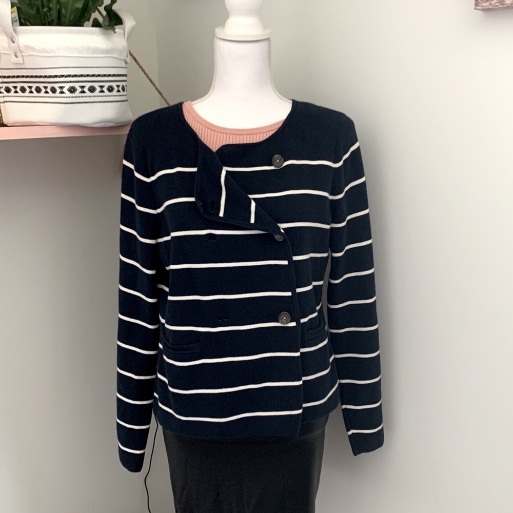 Vineyard Vines 6 Button Striped Cotton Blazer